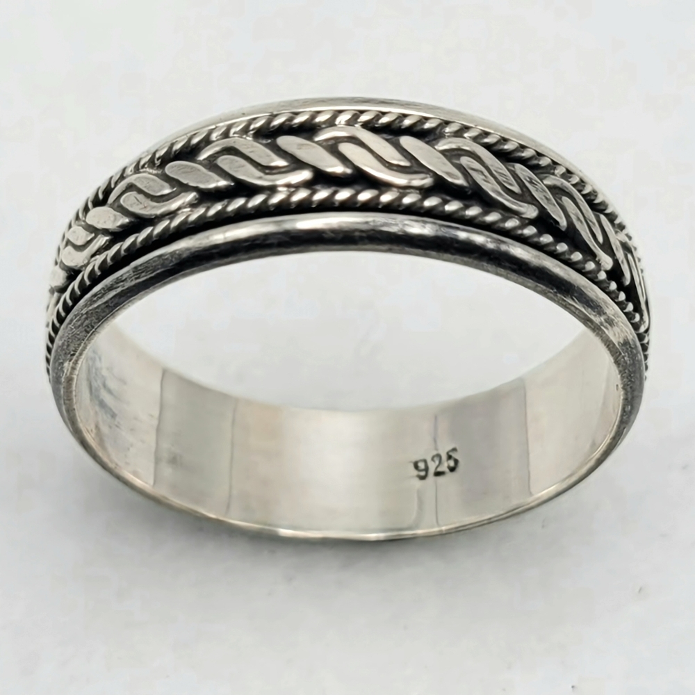 Men's Bali Spinner Ring Genuine Sterling Silver 925 Size 12.